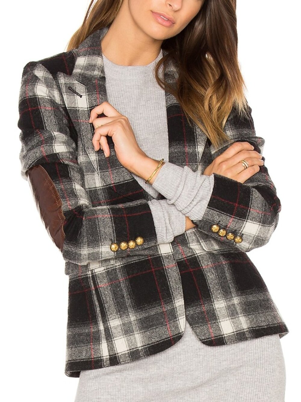 Smythe Grey Plaid Wool-Flannel Peaked Lapel Blazer